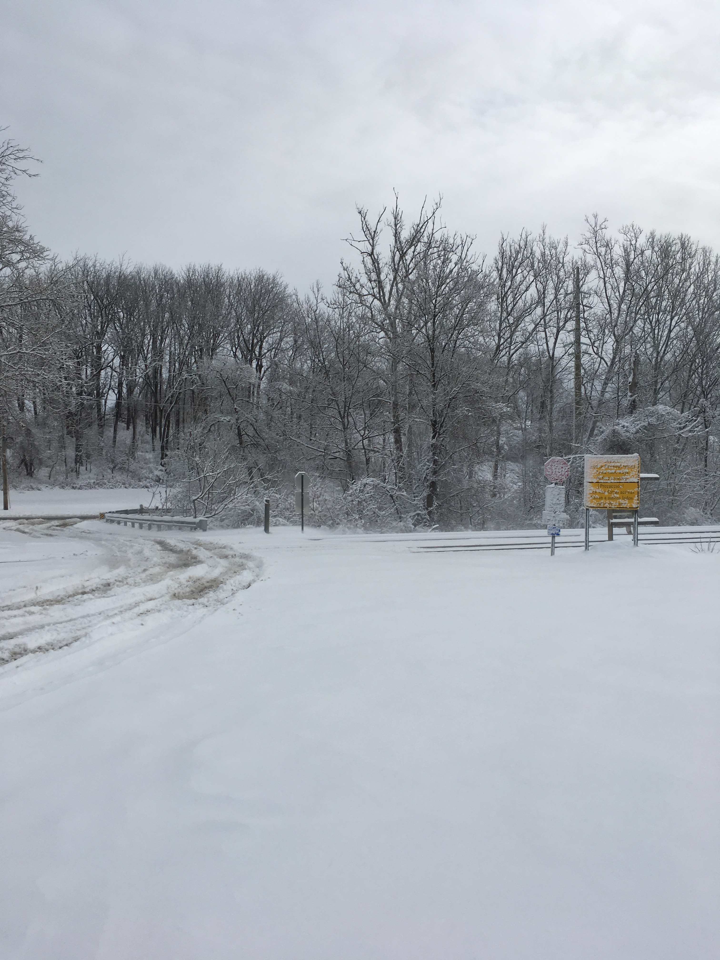 Team Members Work Through Snow