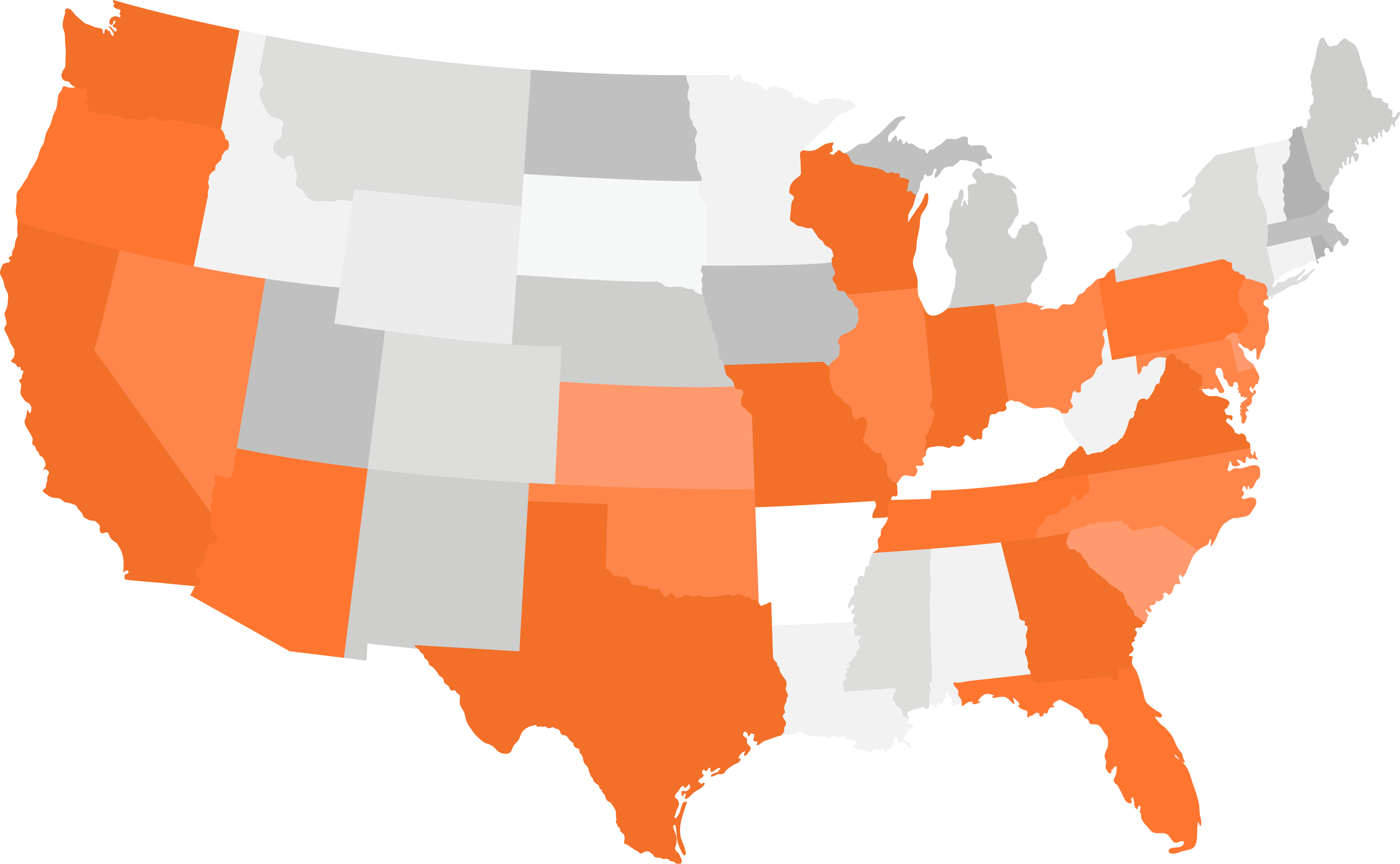 Map of states with LandCare branches.